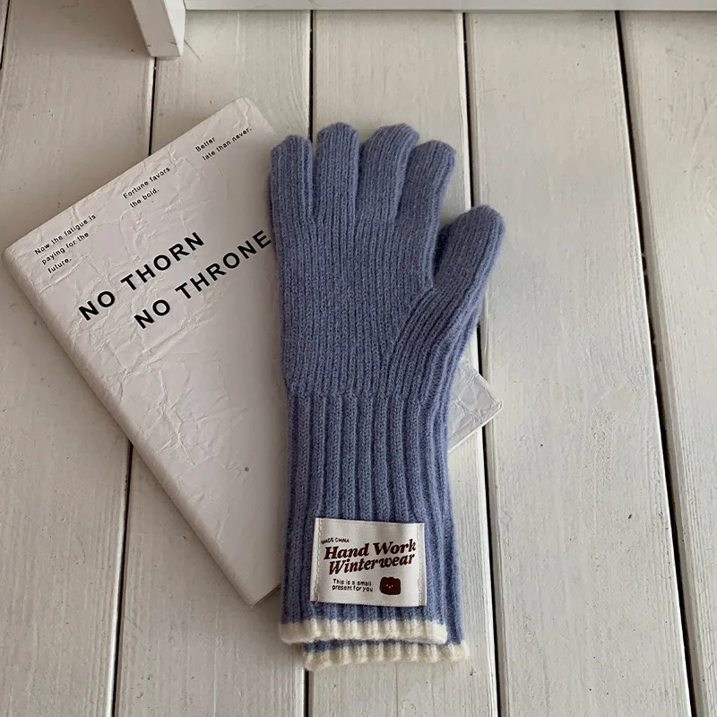 Solid Color Finger Gloves Autumn and Winter Women's Open Finger Touch Screen Long Warm High Quality Soft Gloves