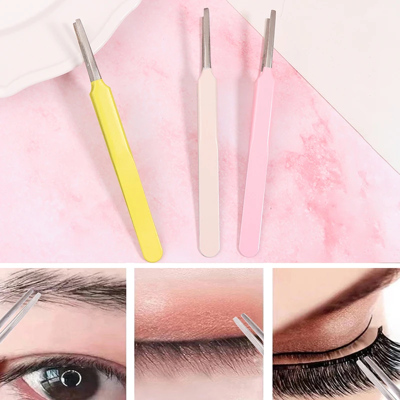 Platte Kop Wenkbrauw Pincet Haar Schoonheid Fijne Haren Puller Rvs Eye Brow Clips Verwijdering Ontharing Pincet Make-Up Tool