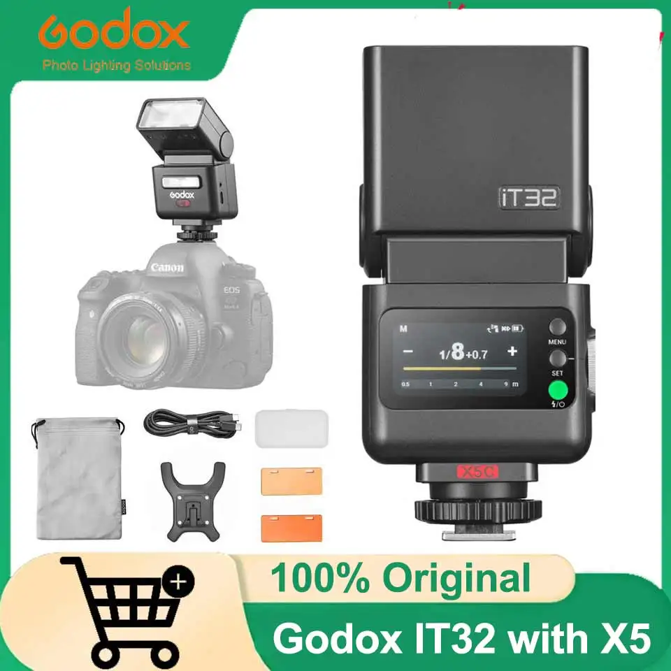 

GODOX iT32 TTL Camera Flash with X5 Wireless Trigger, Built-in 2.4GHz Receiver,LCD Touch Screen, Compatible with Godox X Series