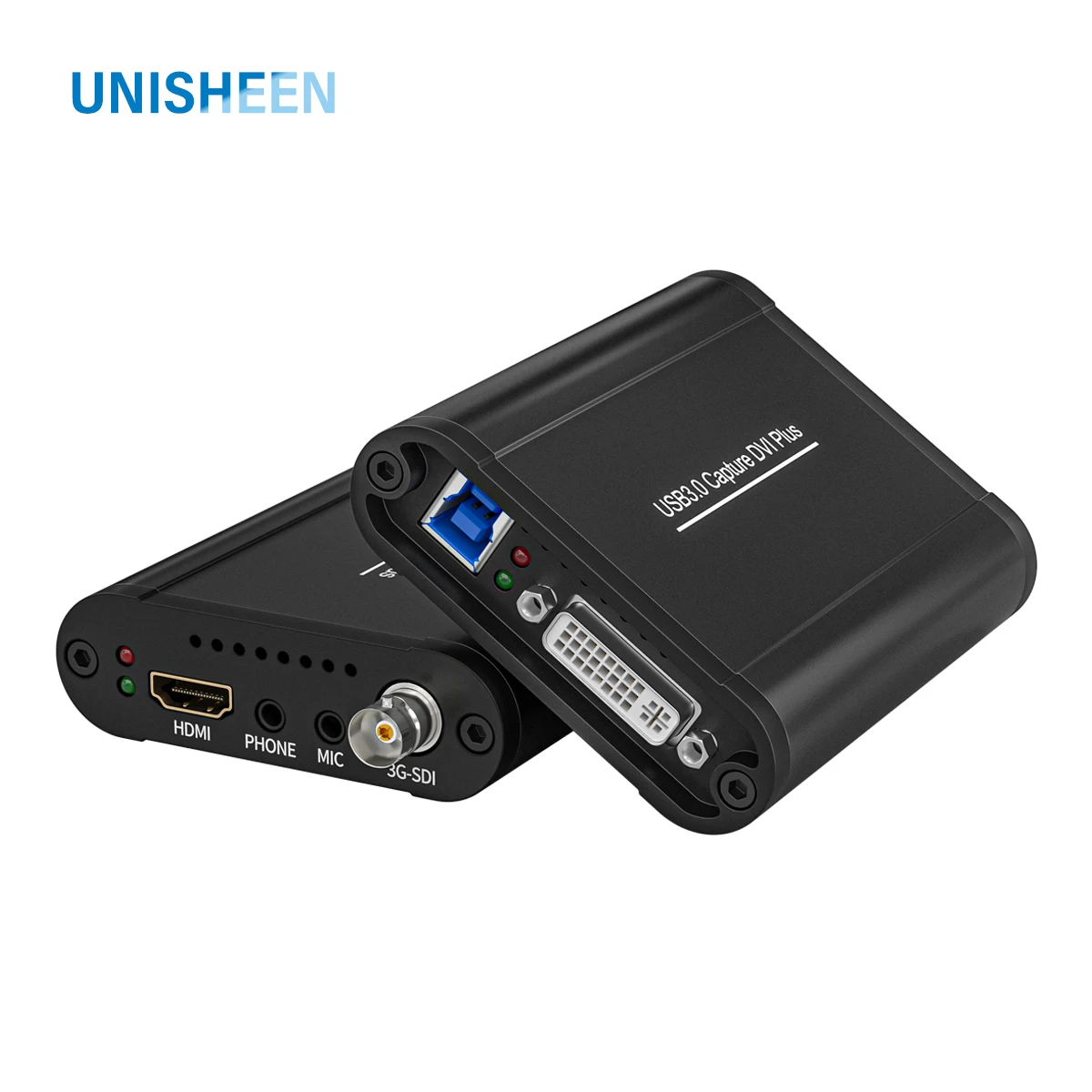 unisheen multi port video capture box driver livre sem lag gaming streaming usb 60fps sdi hdmi dvi vga ypbpr cvbs linux grabber 01