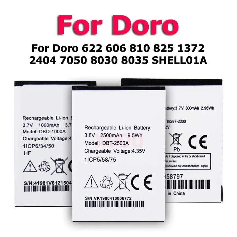 DBO-1000A SHELL01A DBT-2500A DBS-1350A Battery BDA-2000A DBH-1500A For Doro 622 606 810 825 1372 2404 7050 8030 8035 SHELL01A