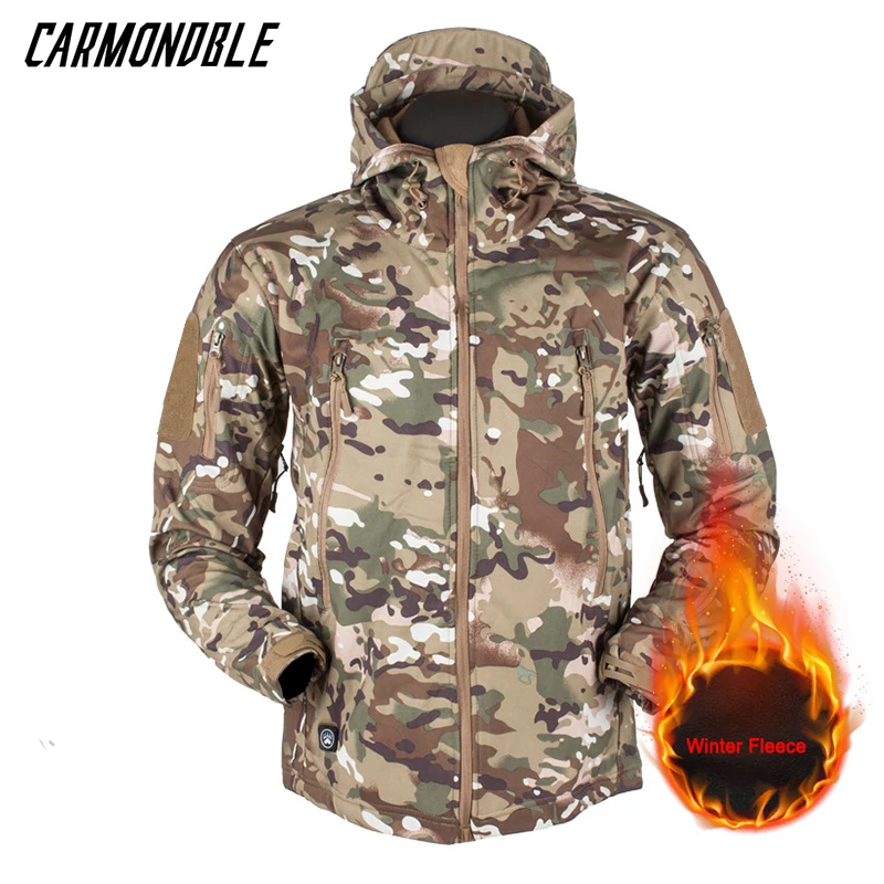 CARMONDBLE Men Winter Outdoor Heated Clothes Jacket Thicken Warm Soft Shell Coat Sport Casual Hunting Hiking Camping Windbreaker