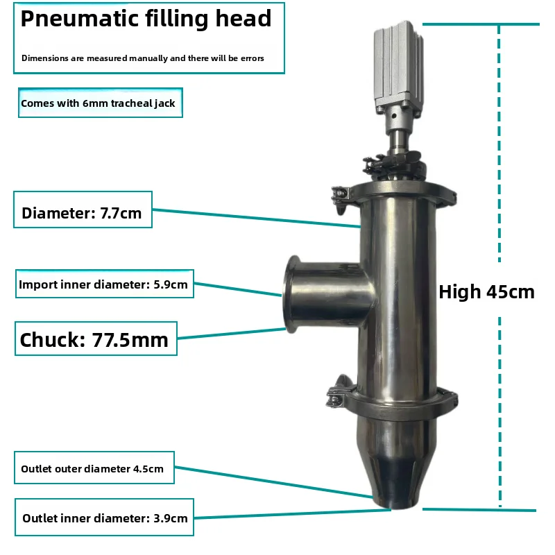 Pneumatic anti-drip filling head Large diameter pneumatic canned liquid paste non-drip discharge nozzle 304 stainless steel