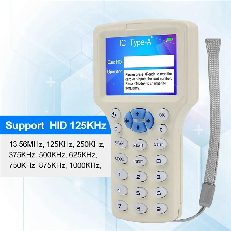 RFID Reader Writer Duplicator 10 Frequency NFC Smart Card Programmer 125KHz 13.56MHz Encrypted Decoder Writable Key