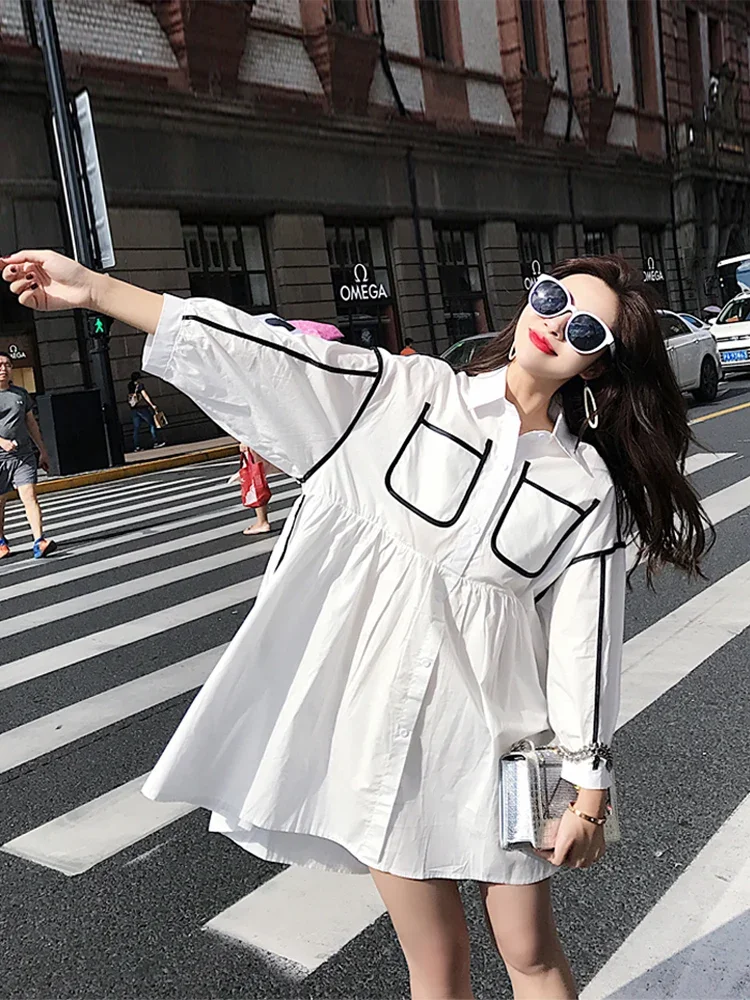 Falda de camisa de maternidad para mujer embarazada, vestido liso para vacaciones, ropa holgada para fiesta en la playa, verano, 2022