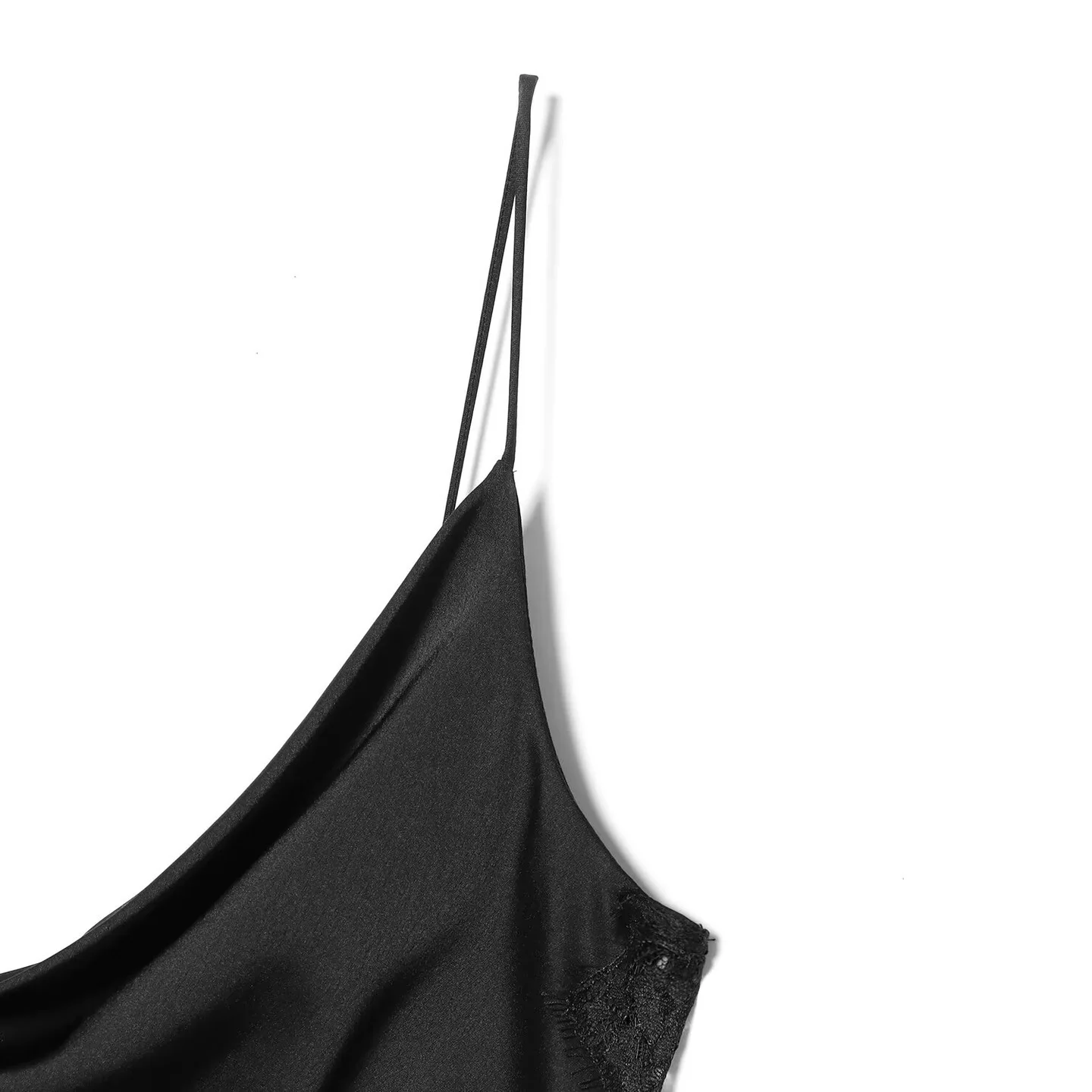 Frauen Satin Spitze Kleid Frühling Sommer Sexy Backless Elegante Fließende Hals frauen Langes Kleid Dame Asymmetrische Saum Kleider