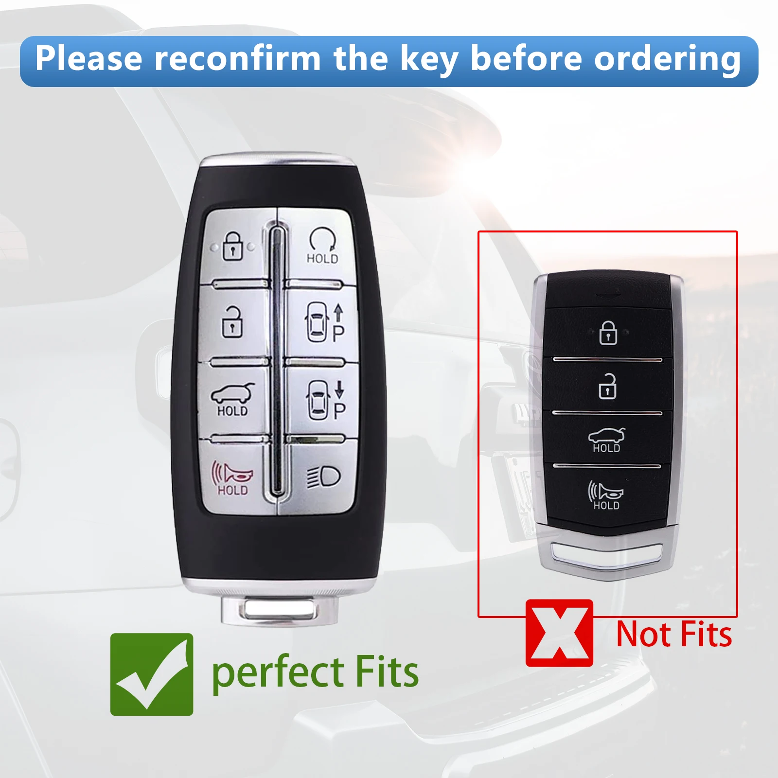 for Genesis Key Fob Cover Keychain Soft TPU Car Key Case for Hyundai GV80 GV90 G70 G80 G90 GV70 8 Buttons accessories