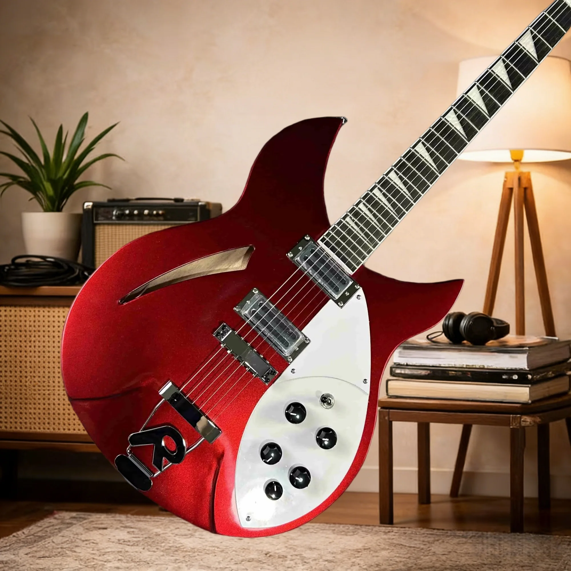 

Bright Red 330 Semi Hollow Design Easy Carrying Rosewood Powerful Bass Free Shipping Hot Sale Electric Guitar