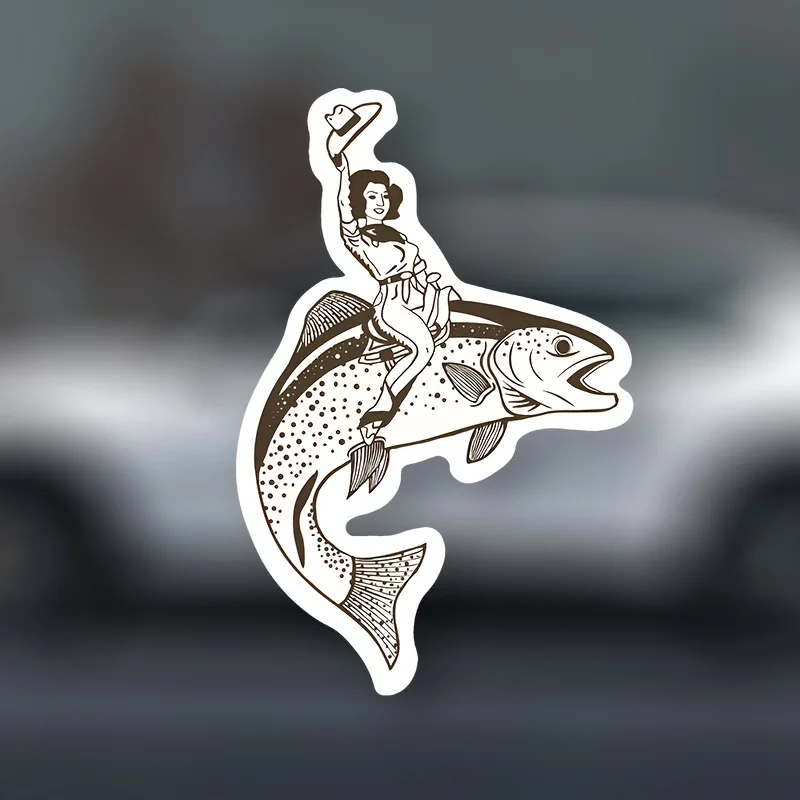 

Матовая виниловая наклейка для любителей рыбалки, самоклеящаяся наклейка с мультяшными персонажами для автомобилей, ноутбуков и шлемов