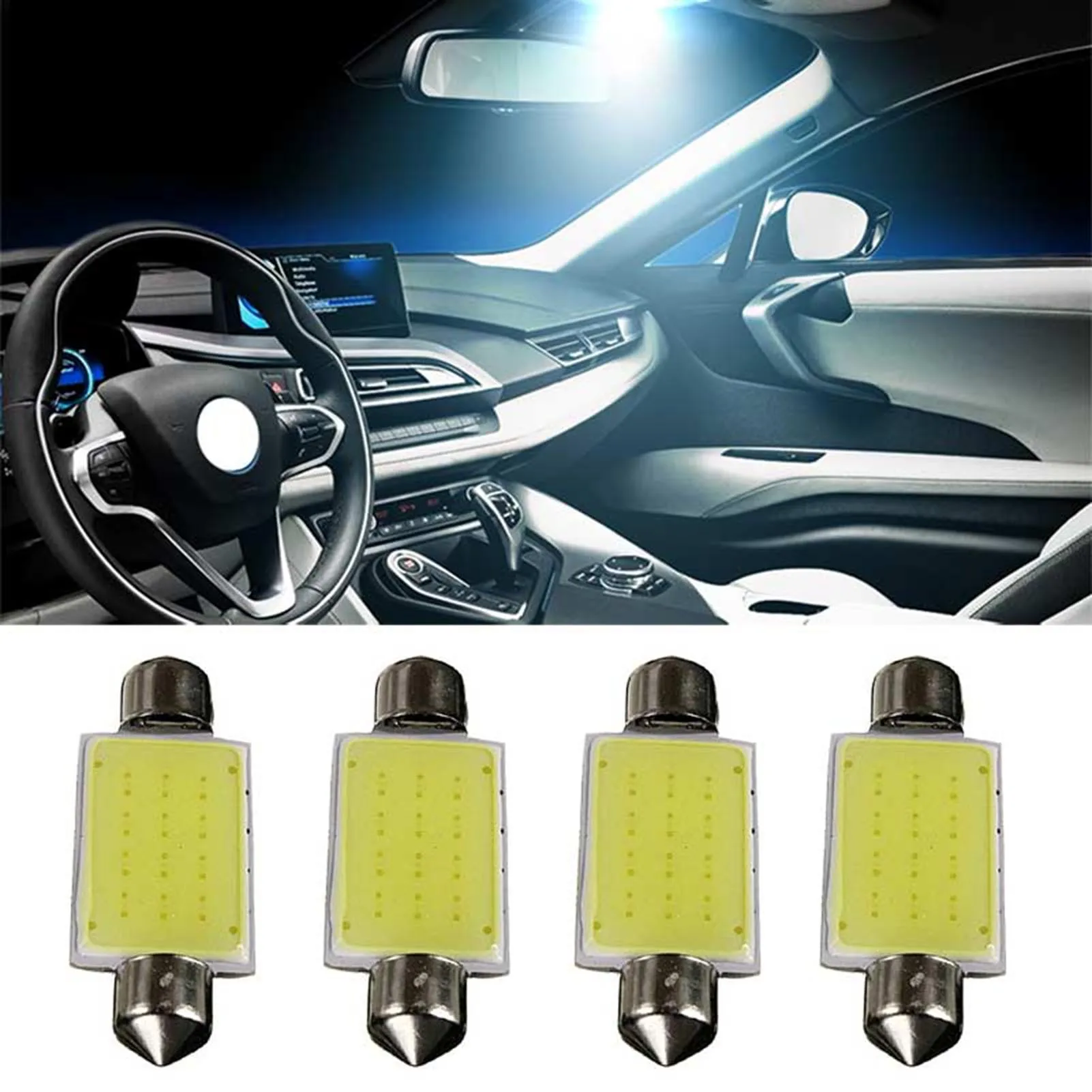 

4pcs LED Car Interior Dome Lamp Highlight without Dazzling Car Reading Light for Replacement of Tail Light Backup Lights