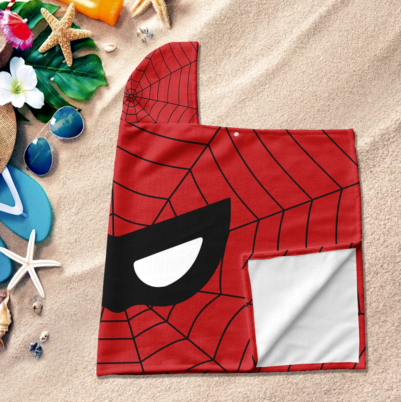 1PC Kids Hooded Beach Towels | Soft Thick Absorbent (47x23 inches) Beach, Bath, Pool Towels for Boys Ages 3-12, SpiderMan