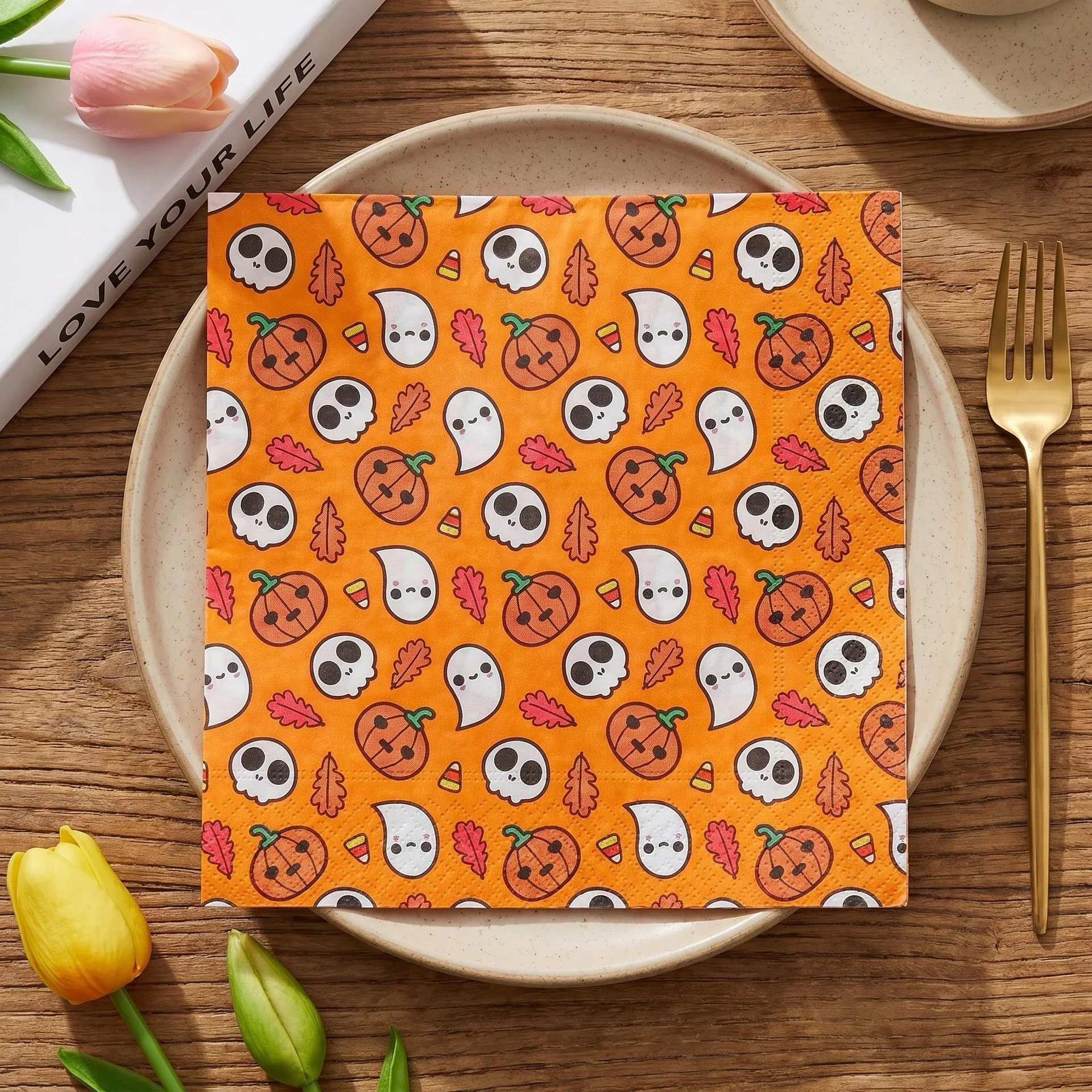 20Pcs/bag Cartoon Pumpkin Ghost Disposable Paper Napkins Tissues Towel for Halloween Theme Party Decoration