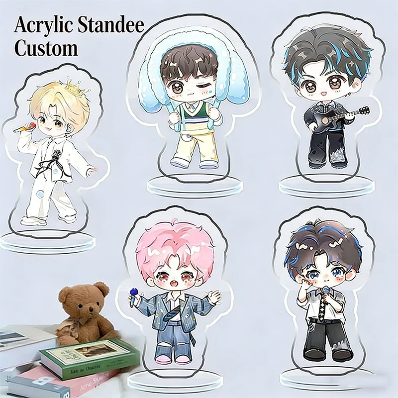 Photo Cartoon Character Custom Standee Acrylic Keychain Anime Picture Personalized Photocard Holder Desk Decorate Girls Gift
