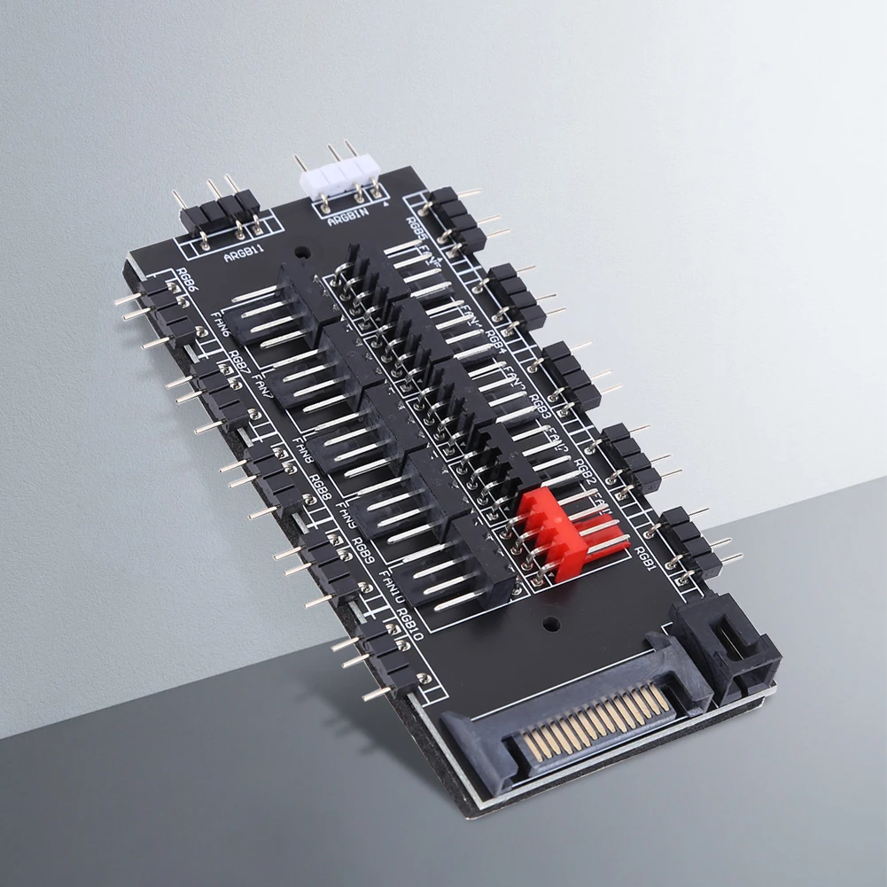 2 in 1 Cooling Fan Hub 5V 3PIN ARGB SATA Power Splitter Adapter HUB 12V 4PIN PWM Computer Accessories 10 Way for PC Chassis Case