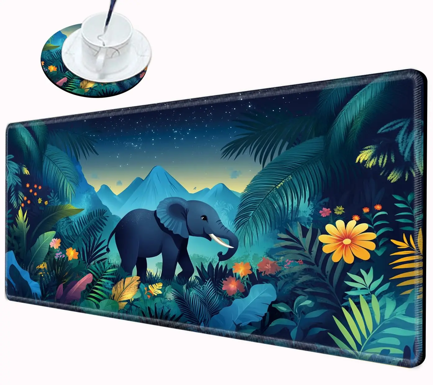 

Gaming Mouse Pad Elephant Desk Mat Big Deskmat Rubber Base Computer Pad with Stitched Edges Mouse Mat for Work Game Home Office