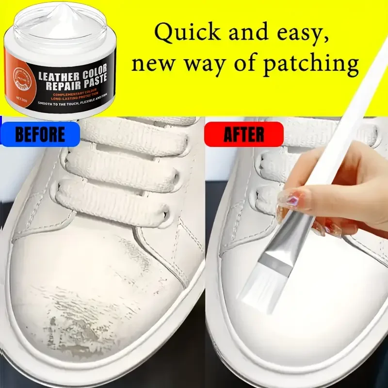 Leather Color Repair Paste - 30g White Shoe Repair Cream for Peeling, Cracks & Scratches, One Touch Quick Fix for Sneakers, Bags