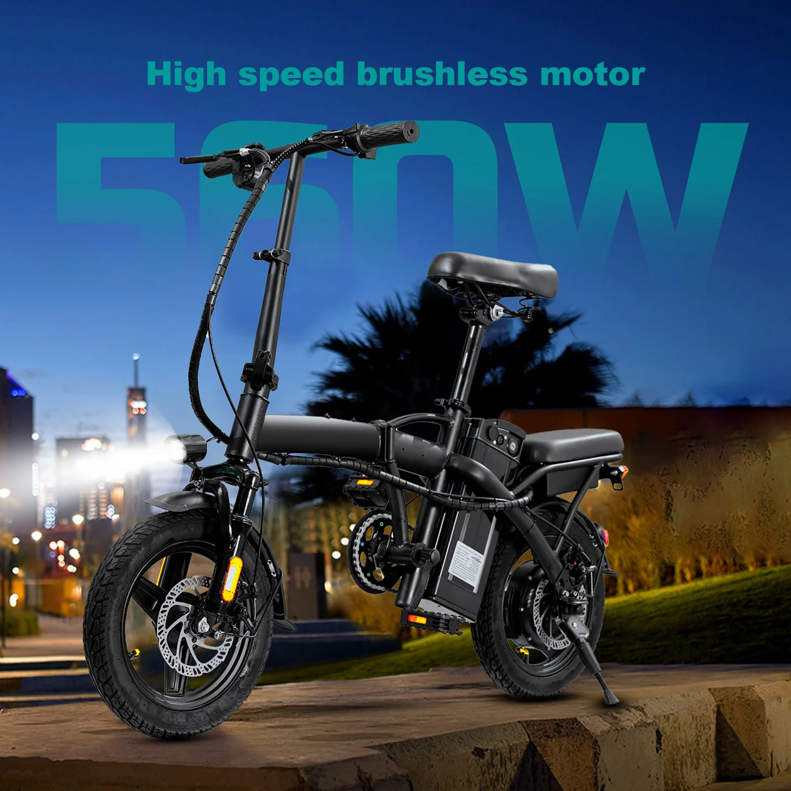 LELEKUAI 560W Electric Bike,24 MPH, 48V 10.4Ah Removable Battery,Adult Electric Bike for Commuting,14 Inch Folding Electric Bike