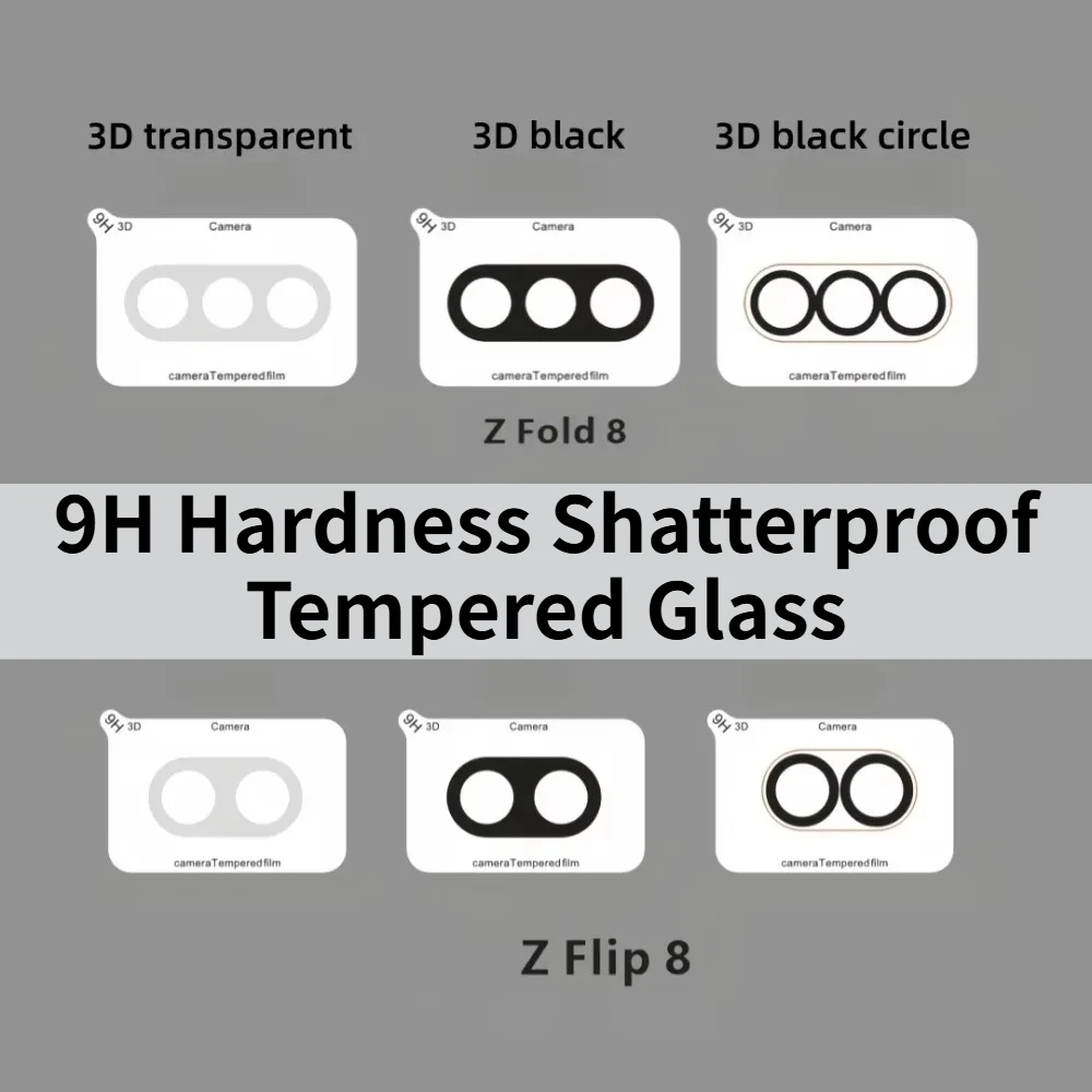 For Samsung Galaxy Z Fold 8 Ultra 8 3D Transparent & Black 9H Hardness Shatterproof Lens Tempered Glass for 7 6 5 Camera Protect