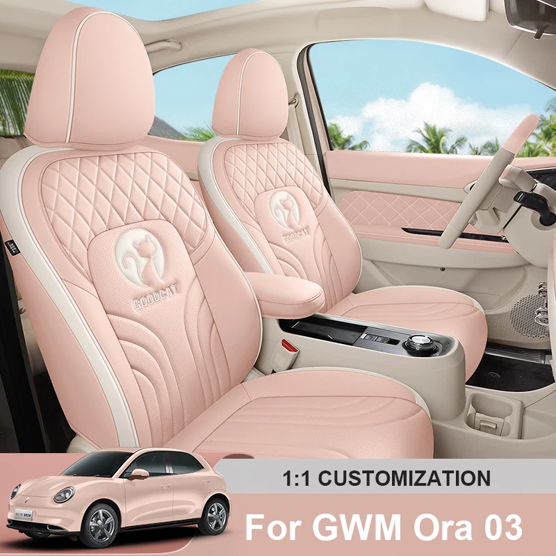 Front and Rear Full Set Artificial Leather Car Seat Cover Specific Customize for GWM Ora 03 Great Wall Motor Haomao Funky Cat