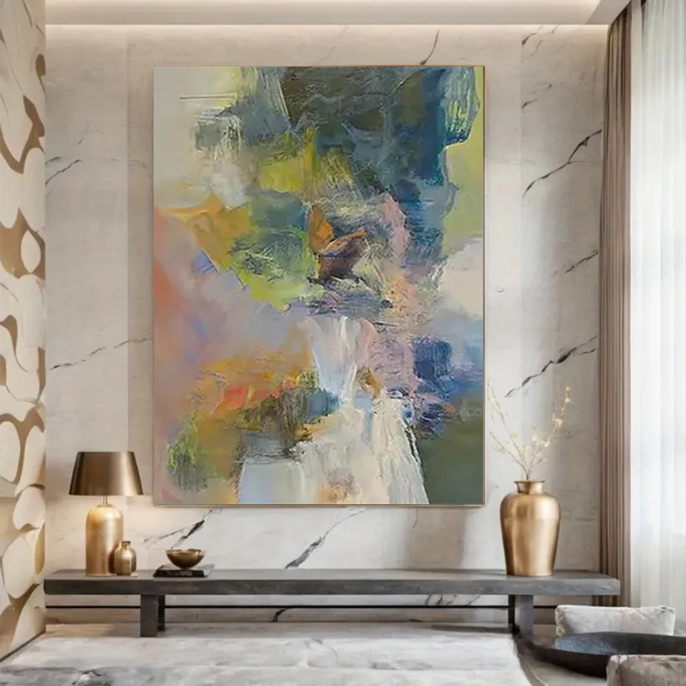 Thick Palette Knife Color Block Visual Abstract Oil Paintings On Canvas Handmade Wall Art Picture For Home Interior Decor Mural