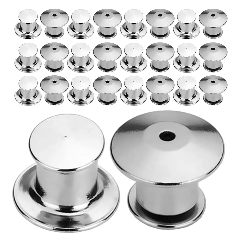 30Pcs Metal No-Nail Button Back Collar Pins Tie Clips Secure Pin Backs Locking Metal Fasteners for Clothing Hats Bags Scarves