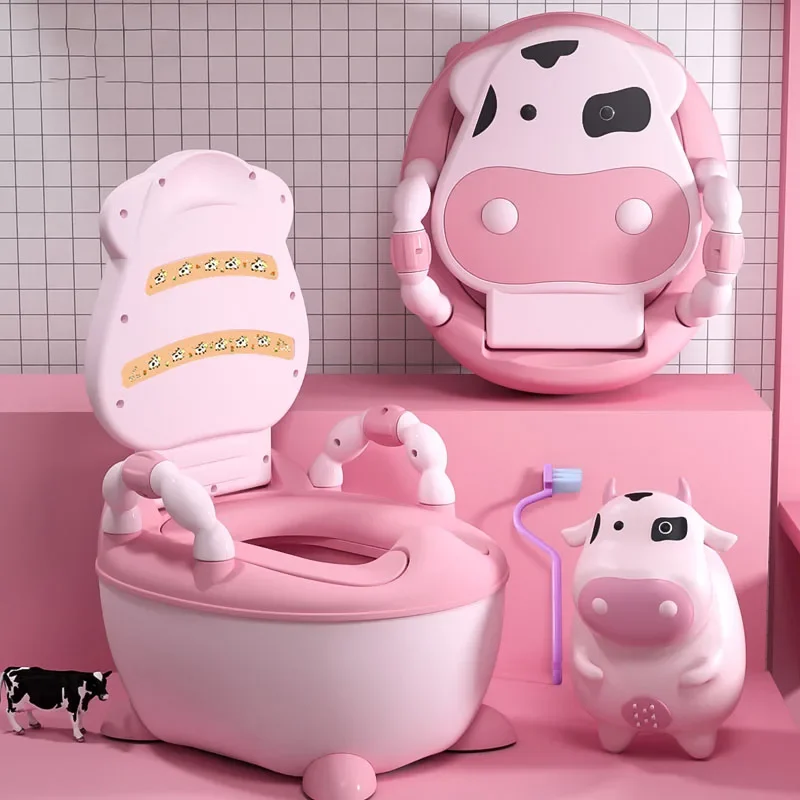 Higiene do bebê toalete bebê potty mictório dos desenhos animados vacas design portátil assento de toalete com capa da criança crianças potty