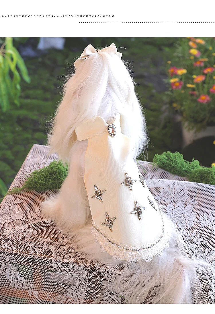 

Luxurious Diamond-Studded Hand-Beaded Pet Dress High-End Dog Clothing Puppy Maltese Chihuahua