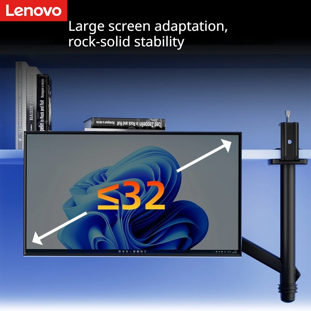 Lenovo A710 Pneumatic Desktop Monitor Stand Articulating Multi‑Direction Rotatable Screen Riser Sturdy Bracket Large Display