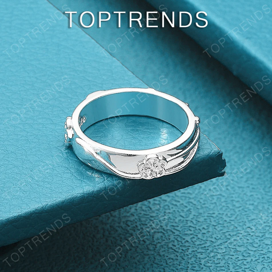 Nice 925 Sterling Silver Carved Flower Pattern Ring For Men Women Party Engagement Wedding Beautiful Jewelry Accessories Gifts