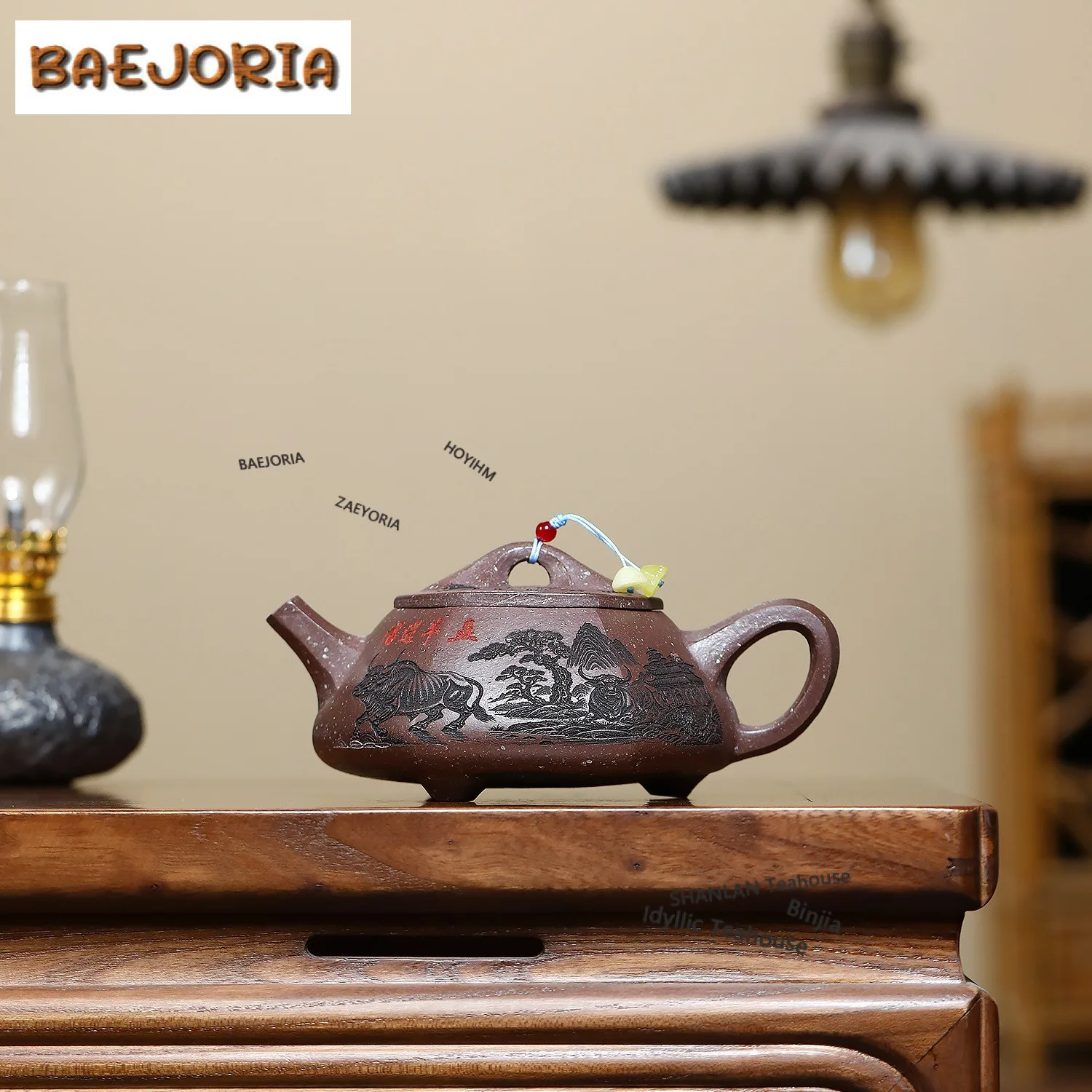 370ml Luxury Yixing Purple Clay Teapots Handmade Stone Scoop Pot Raw Ore Snowflake Mud Tea Maker Kettle Zisha Tea Set Craft