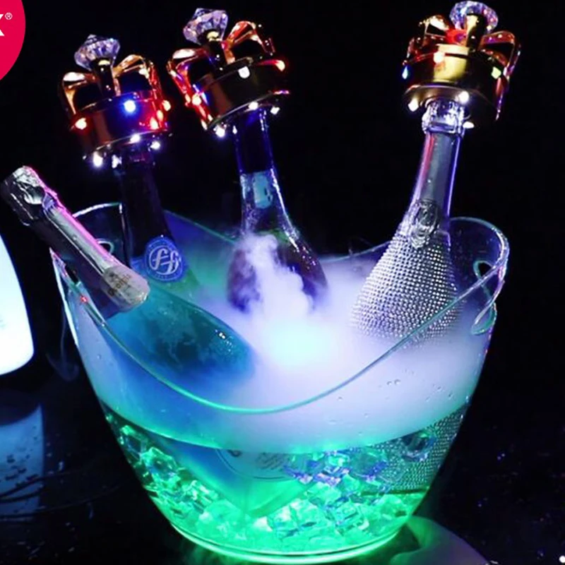 Premium Custom LED Liquor Display StandLIHENG Custom Eco-Friendly 8L Boat Shape RGB LED Illuminated Plastic Ice Bucket 24 Hours