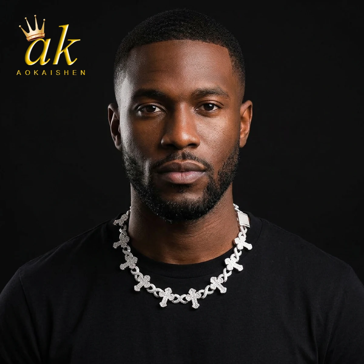 Aokaishen Iced Out Infinity Baguette Cross Link Bracelet for Men Real Gold Plated Cubic Zirconia Hip Hop Jewelry
