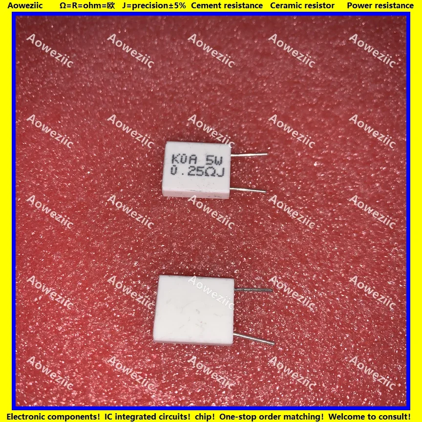 10Pcs Inductionless Cement Resistor 5W 0.25 ohm 5WR25J R 0.25RJ 5W0R25J Ceramic Resistance precision 5% Non-inductive Resistor