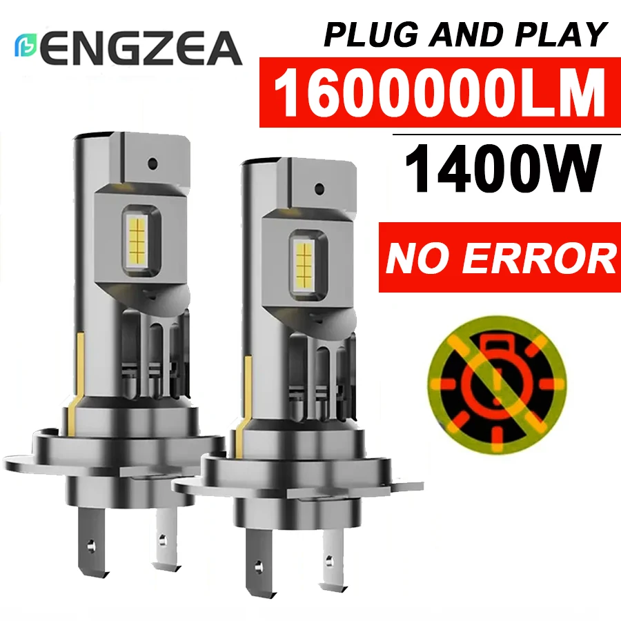 

ENGZEA H7 LED Mini Headlight Bulbs H4 H11 1600000LM 1400W H1 9005 HB3 9006 HB4 6000K LED Canbus CSP Chips 1:1 Size Fog Car Light