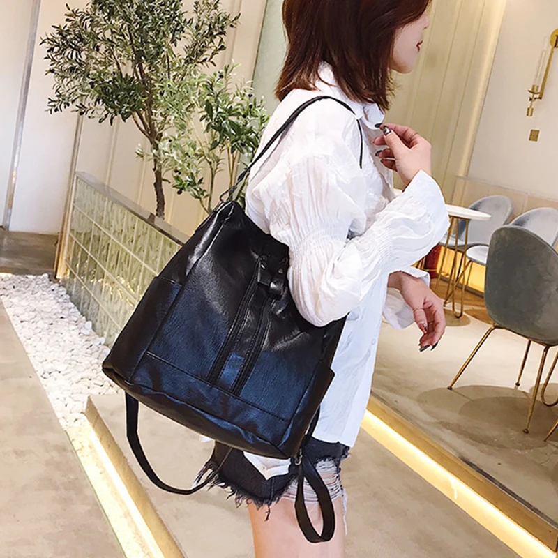 Fashion Y2k Women PU Leather Backpacks High Quality School Bags for Teenage Girls Shoulder Bag Casual Female Rivet Travel Bag