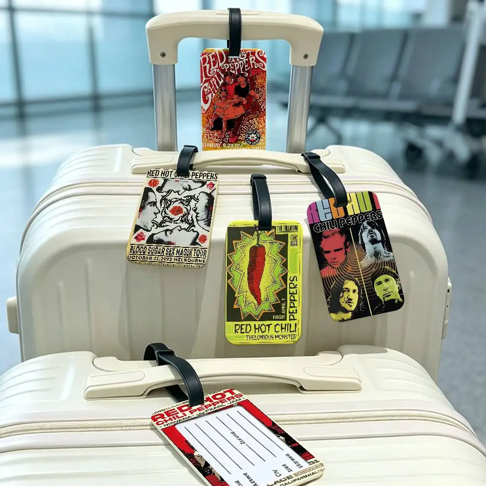 R-Red Hot C-Chili Peppers  Travel Anti lost Name Tag PVC Information Card Holder Waterproof Luggage Baggage Label
