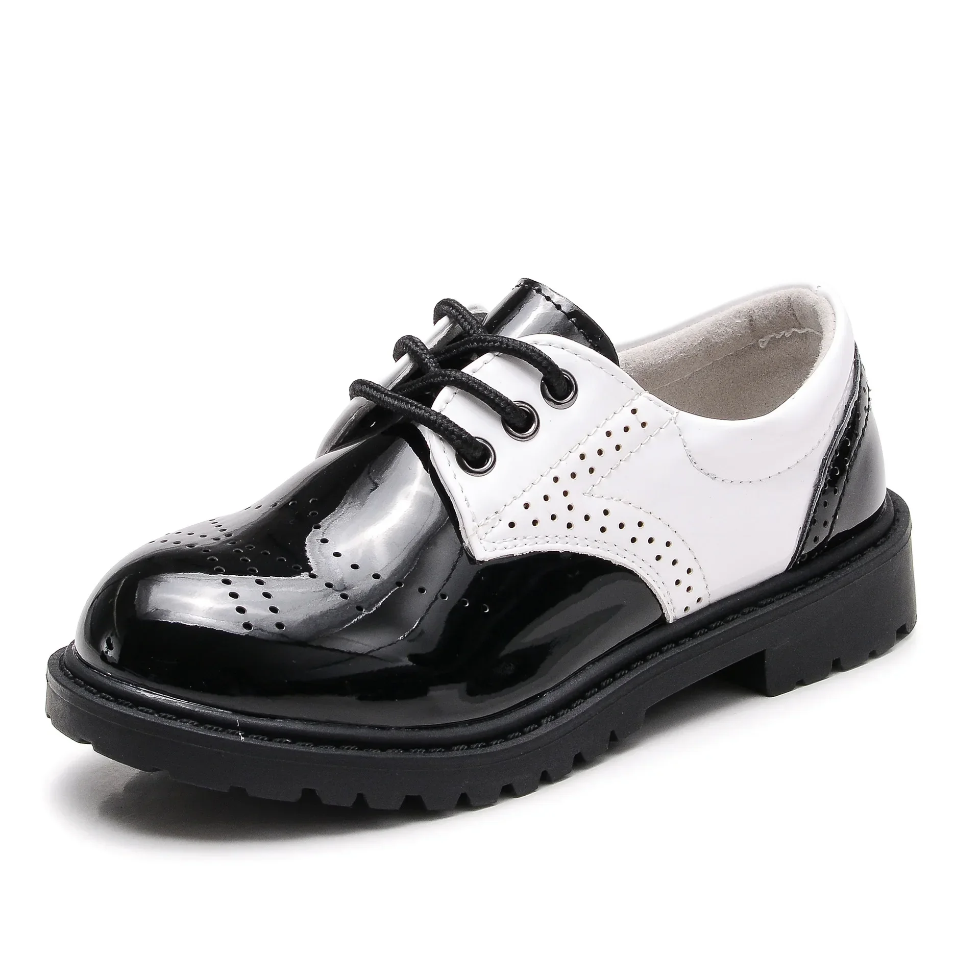 New Children's Leather Shoes Fashion Boys Black Dance Leather Shoes British Style Baby Primary School Girl Performance Shoes