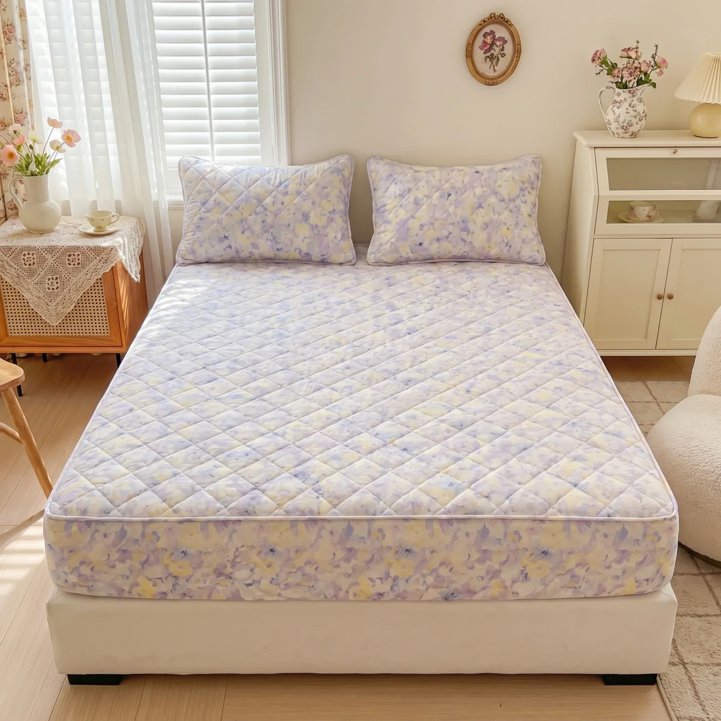 1pc Waterproof Pure Cotton Mattress Cover Quilted Fitted Bed Sheet Single/Queen/King Thicken Mattress Protector cubre colchón