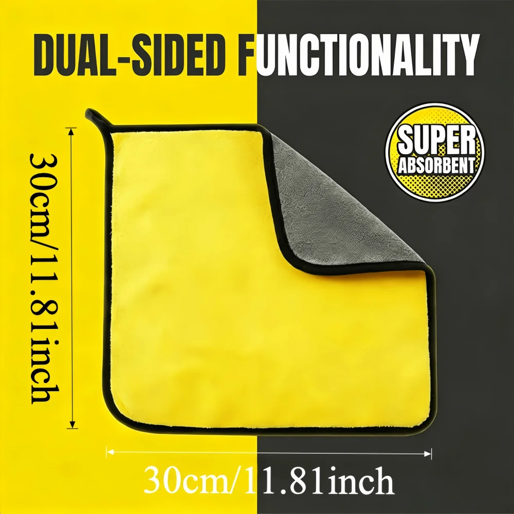 Paño de Limpieza de Microfibra Superabsorbente de Doble Cara, Sin Pelusas, Antiarañazos, para Coche, Cocina, Hogar, 30x30 cm, Toalla Lavable a Máquina