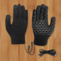 USB Heated Knitted Gloves Full Finger Gloves Non-Slip Thermal Knitting Mitts Thicken Winter Cycling Gloves for Outdoor Sports