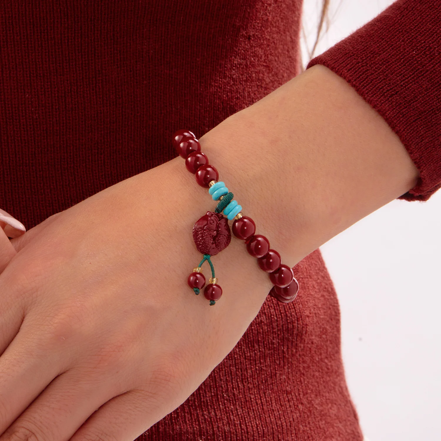 الصينية فنغ شوي الأحمر تقليد الزنجفر مطرز أساور للنساء الرجال بي شيوى لوتس جلب الثروة حسن الحظ الازدهار مجوهرات #3