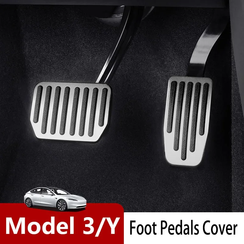 

For Tesla Model 3 Y Highland 2024 2023 2022 Foot Pedals Cover Accesories Aluminum Alloy Accelerator Gas Fuel Brake Rest Pads Mat