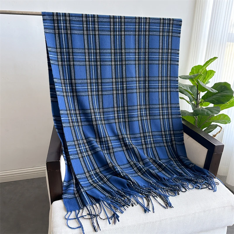 New Fashion Winter Plaid Tassel Blanket Cashmere Like Thick Warm Shawl Wrap Scarf Women Neckerchief Pashmina Poncho Stoles