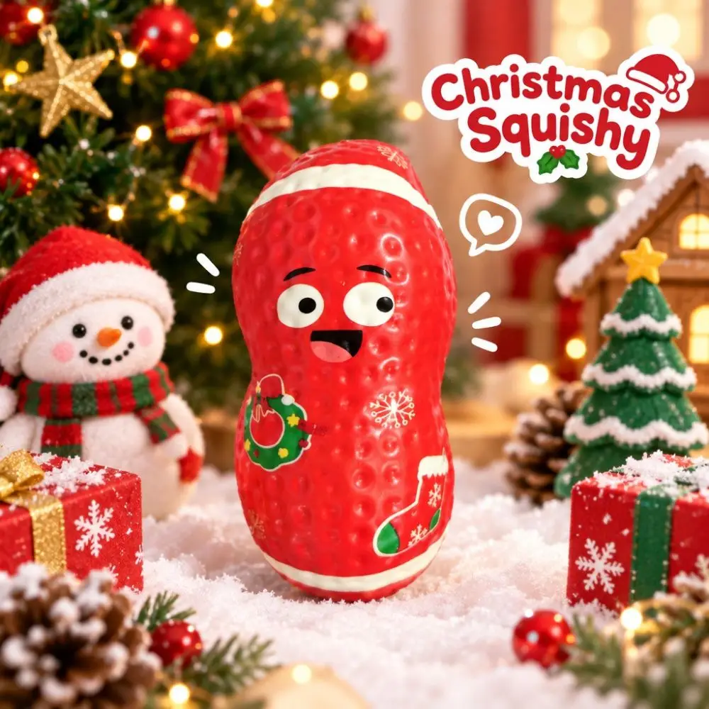 Mud Texture Christmas Peanut PU Squishy Slow Rising Finger-Sticking Good Luck Peanut Toy Hand Relax Pinch Sensory Toy
