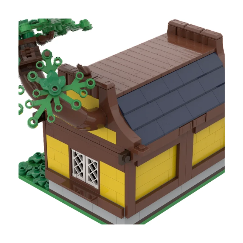 Medieval Timber Frame Market House MOC Building Blocks Ancient Trading Shop Model DIY Brick Set Desktop Town Scene 435PCS