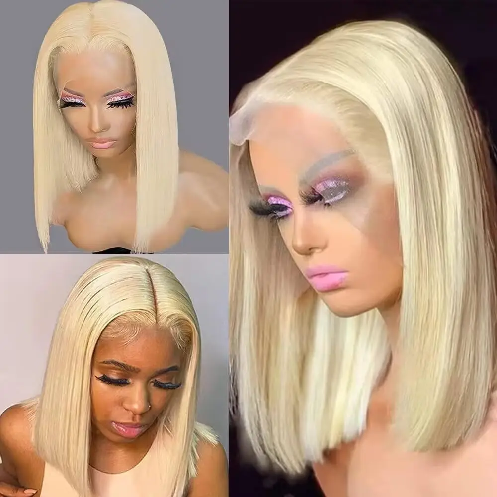 

13X4 HD Transparent Pre Plucked 613 Blonde Blunt Bob Wig Human Hair Lace Front Wigs With Baby Hair Natural Hairline Glueless Wig