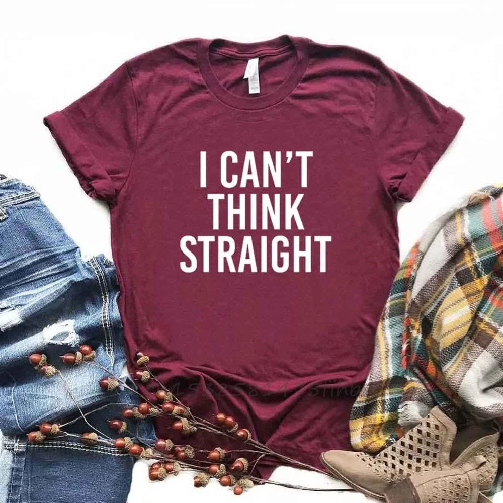 I Can't Think Straight Gay Pride Lgbqt Women Tshirts No Fade Premium T Shirt For Lady Woman T-Shirts Graphic Top Tee Customize