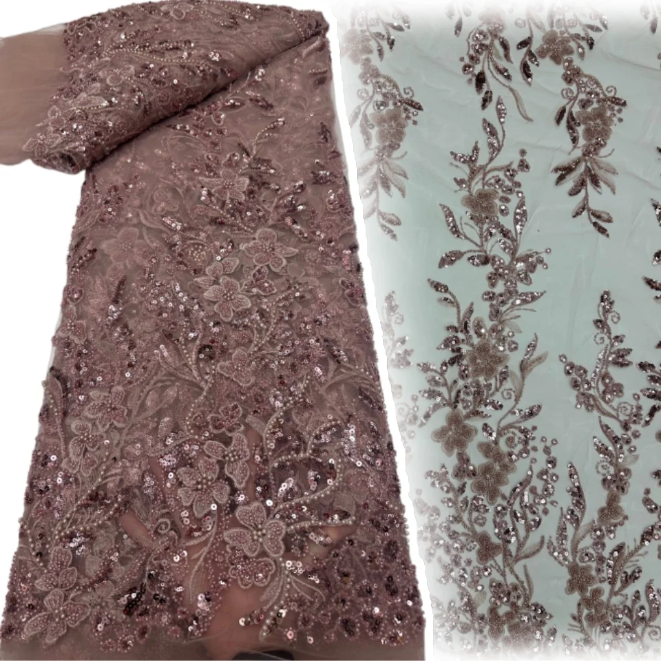 

Синяя африканская кружевная ткань с бисером для жениха, высококачественная нигерийская французская кружевная ткань с пайетками для свадебных и праздничных платьев 2026 года, 2243