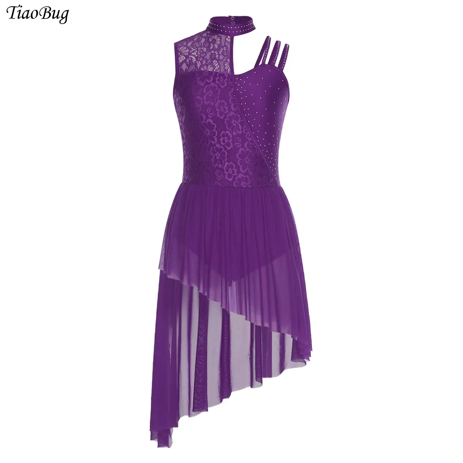 

Women Floral Lace Rhinestones Lyrical Dance Dress Gymnastics Ballet Leotard Waltz Latin Contemporary Dance Performance Costumes