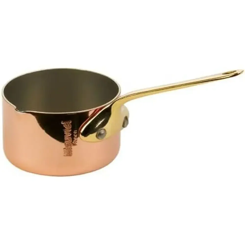 

Polished Copper & Stainless Steel 2-in-1 Sauce Pan with Pour Spout and Brass Handle, Made in France